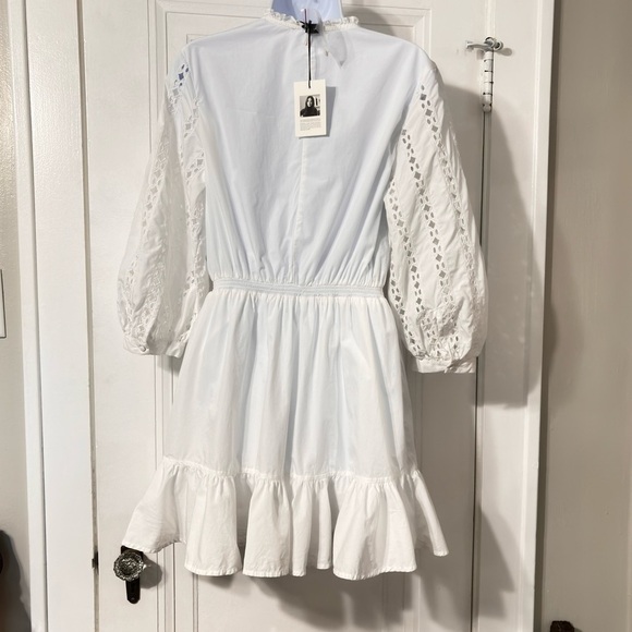 Something Navy White Ruffle Long Sleeve Eyelet
Mini Dress Size Small  NWT - Picture 9 of 10